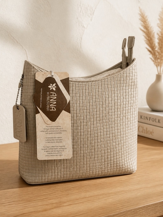 Anuschka Handbags - NWT Anna by Anuschka Heritage Leather Woven Shoulder Bag Taupe Cream Purse